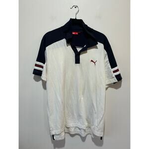 Puma mens polo size M white navy y2k